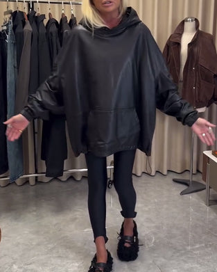 Hoodie Ample En Similicuir