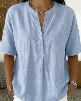 Blouse Solid Couleur Décontracté Court Manche
