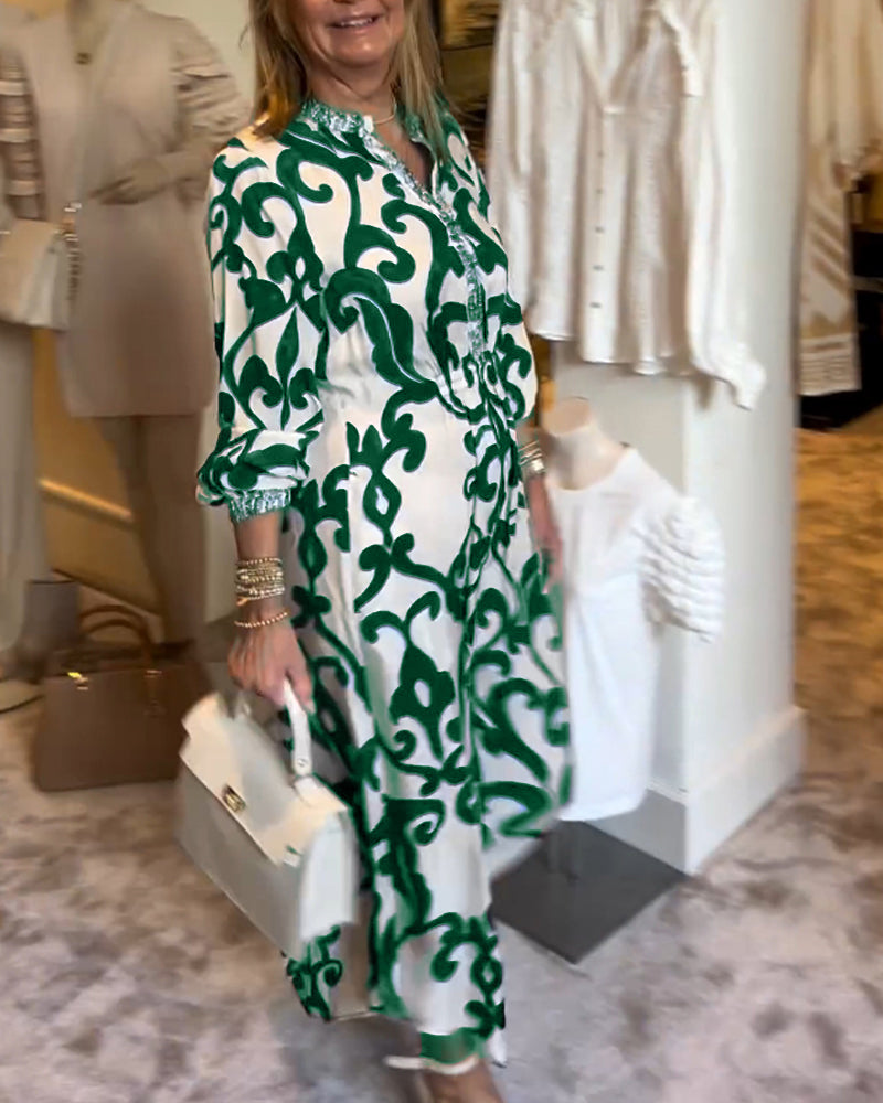 Robe ample imprimée à col en V