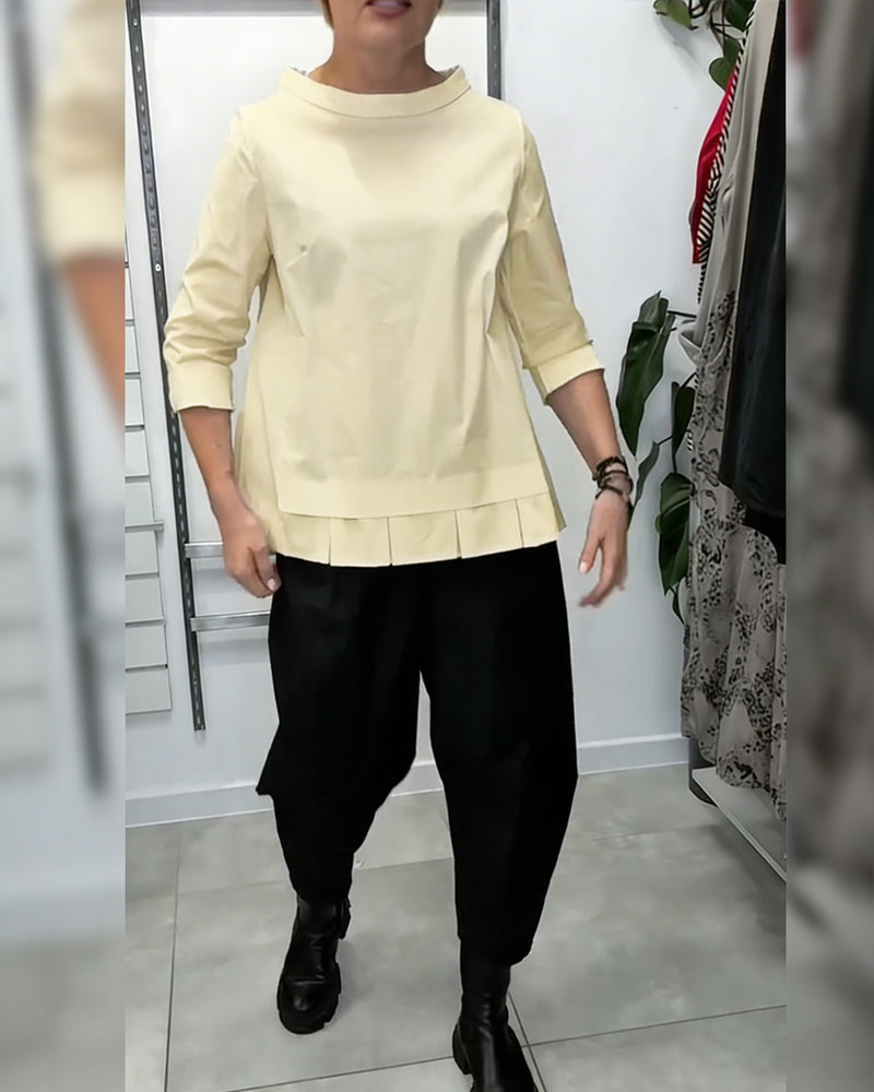 100% Coton louse Col Large Couleur Unie Décontracté