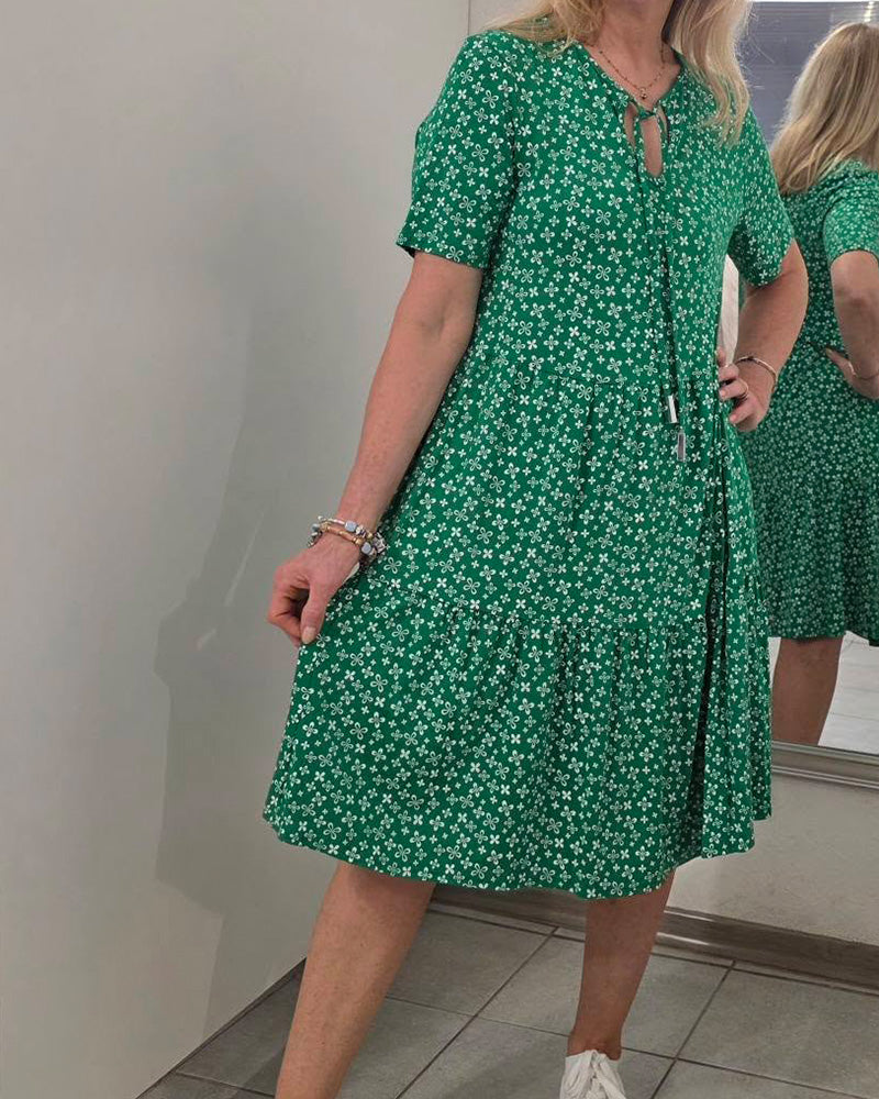 Robe Imprimé Floral Cravate Devant