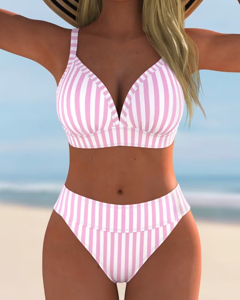 Bikinis Rayé Deux Pièces