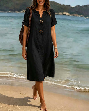 Robe Décontractée Col V Uni