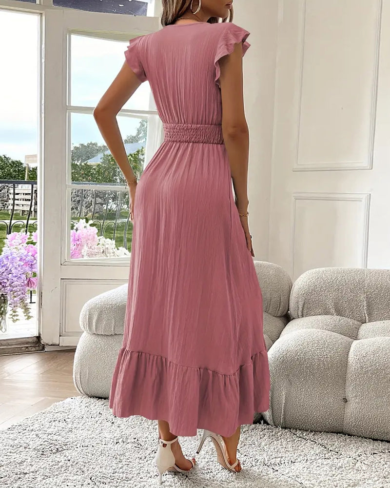Robe Col Uni Taille Cintrée