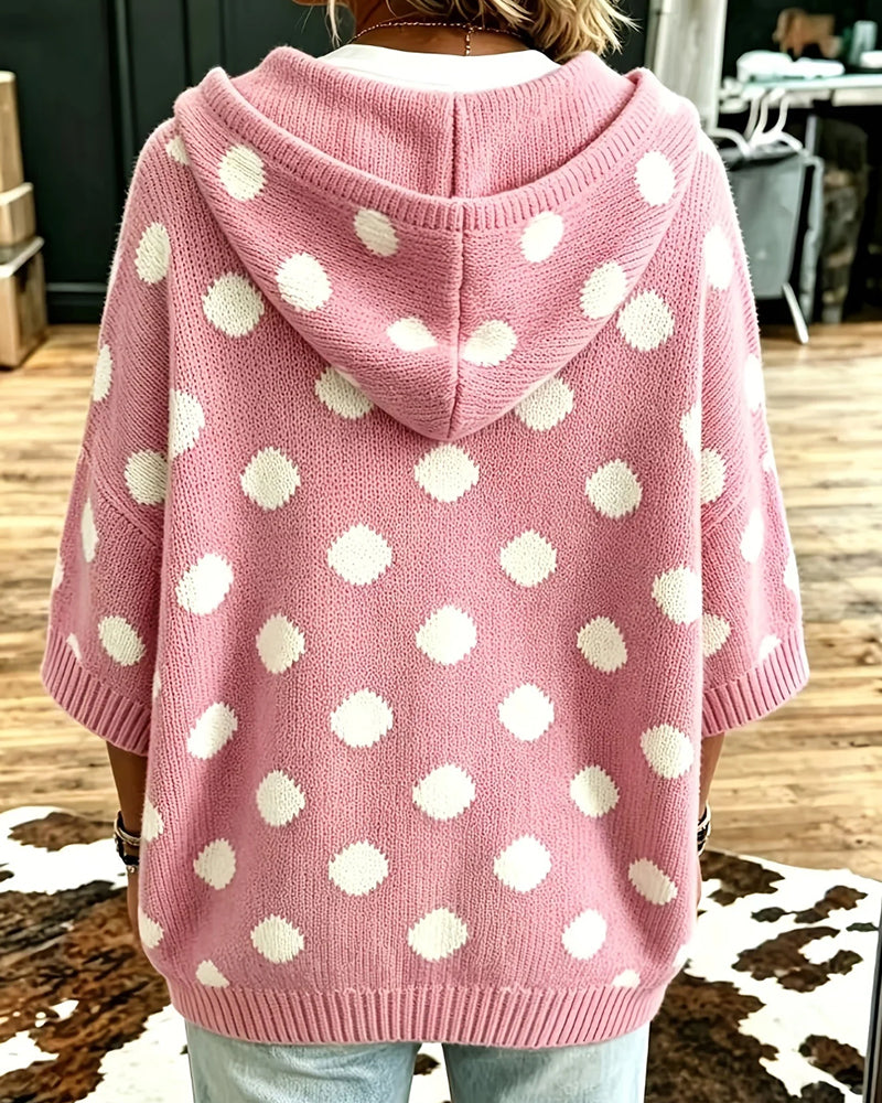 Pullover Capuche À Pois Lâche
