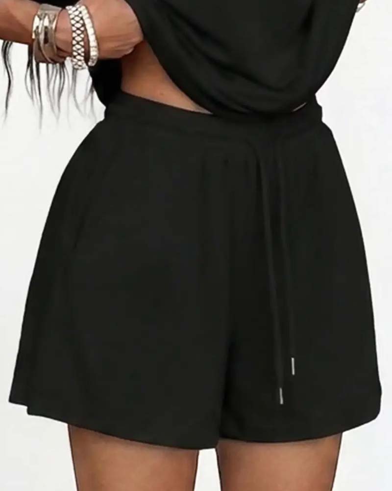 Set Une Épaule Manches Chauve-Souris Lâche Short