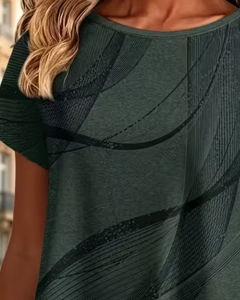 T-Shirt Manches Courtes Ourlet Asymétrique