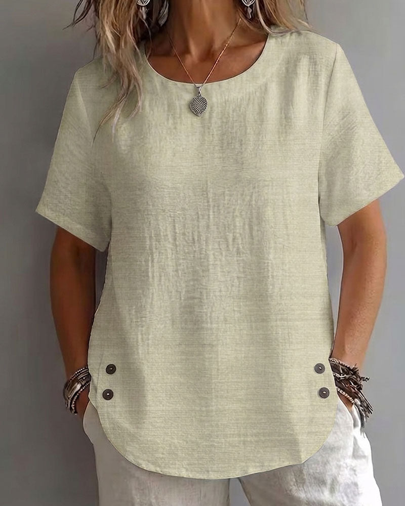 T-Shirt Col Rond Uni Simple 100% Coton