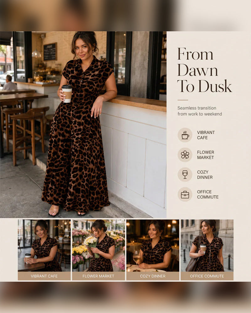 Robe Décontractée Imprimé Léopard Maxi