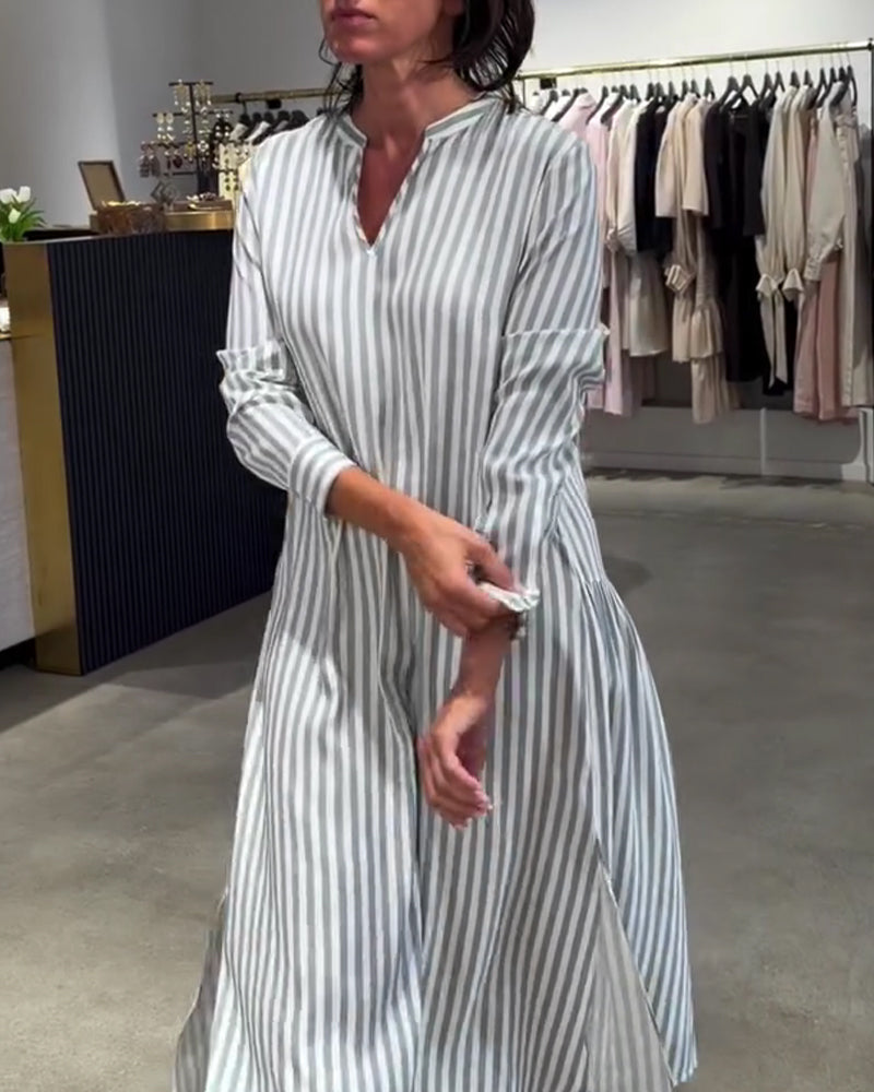 Robe Rayée Fente Côté Maxi