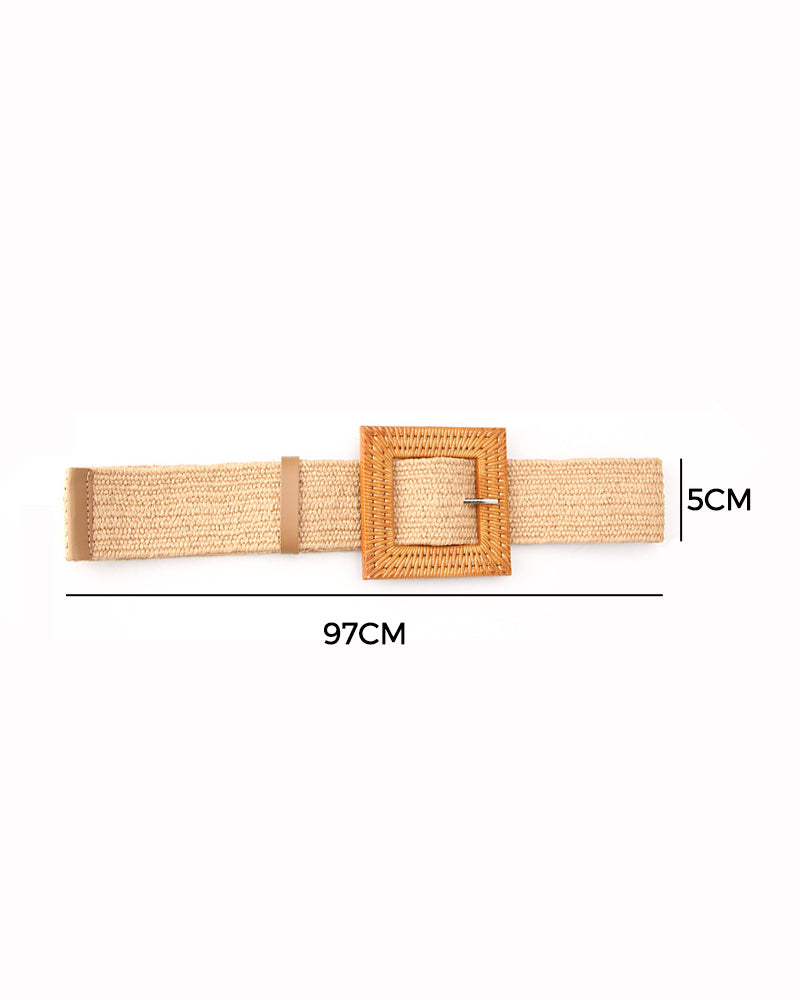 Ceinture élastique pour femme tissée d'herbe