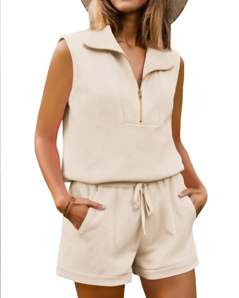 Ensemble Demi-Zip Haut Et Short Deux Pièces