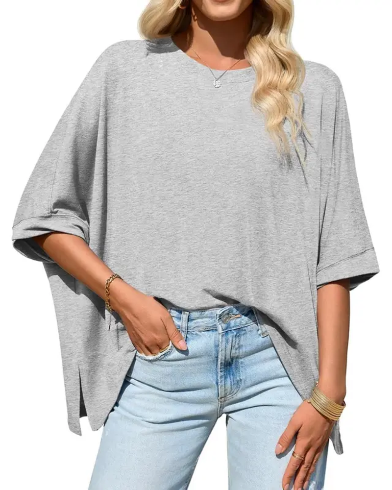 T-Shirt Coupe Loose Quotidien Manche Chauve-Souris