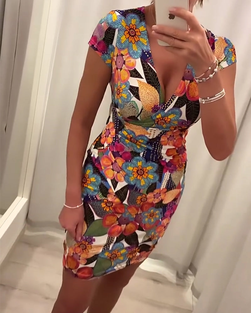 Robe sexy slim en V profond