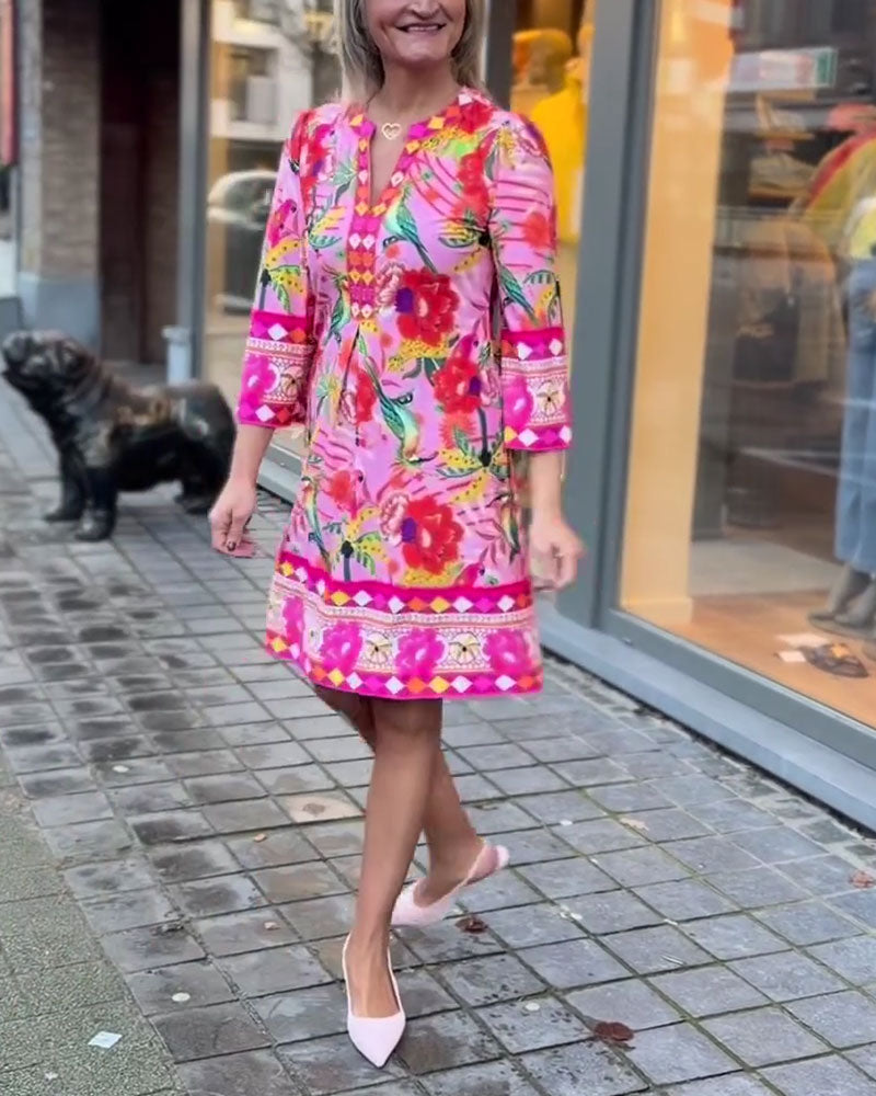 Robe Imprimé Fleuri Droit