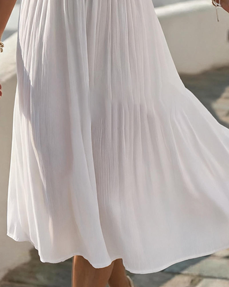 Robe Bretelle Spaghetti Col U Sans Manches Dentelle Patchwork