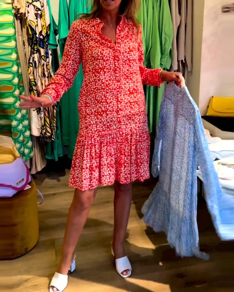 Robe à col en V et imprimé floral