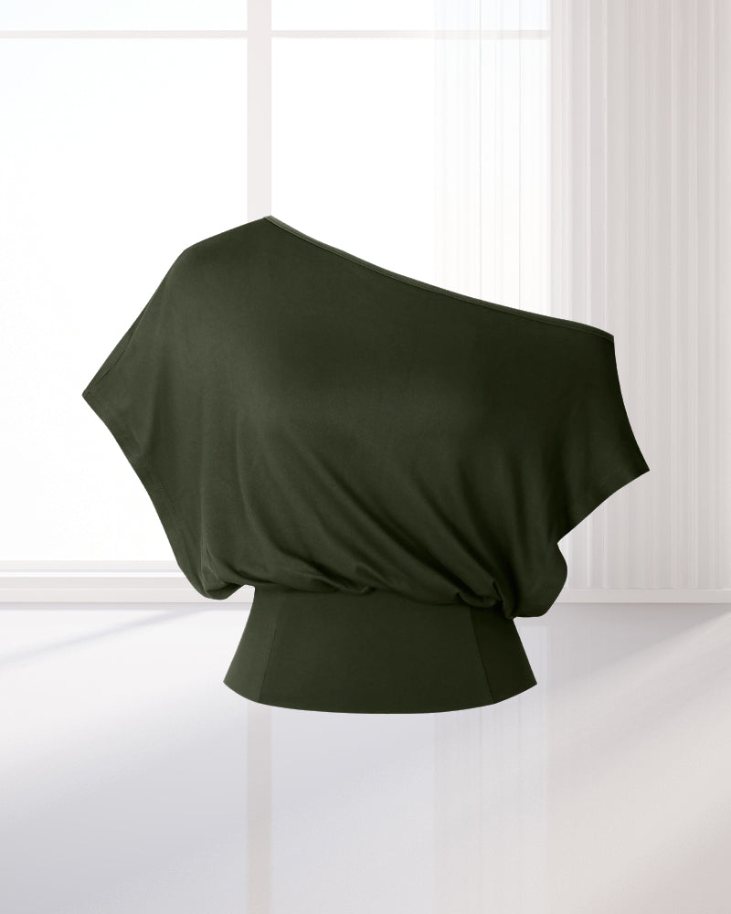 T-Shirt Ourlet Asymétrique Ajusté Chauve-Souris