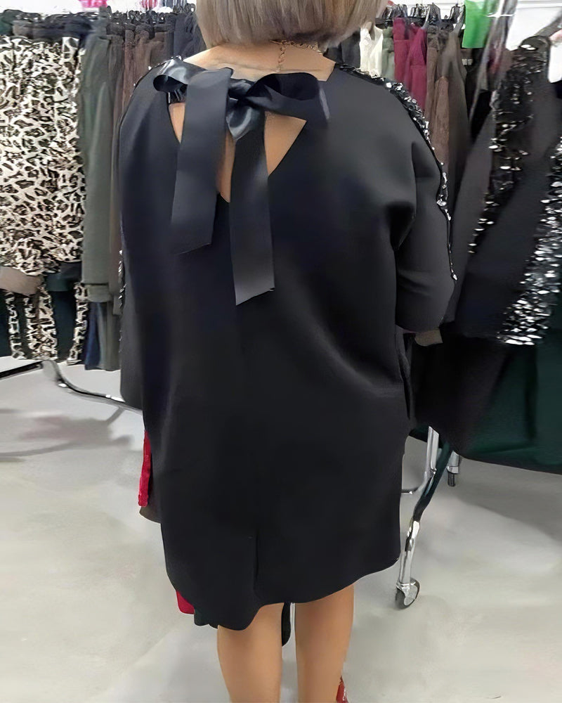 Robe Col V À Paillettes Sweat