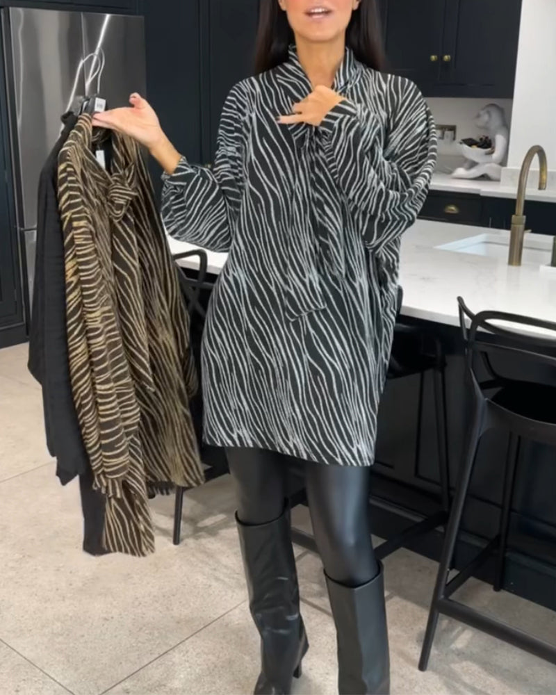Blouse à imprimé zèbre et manches longues
