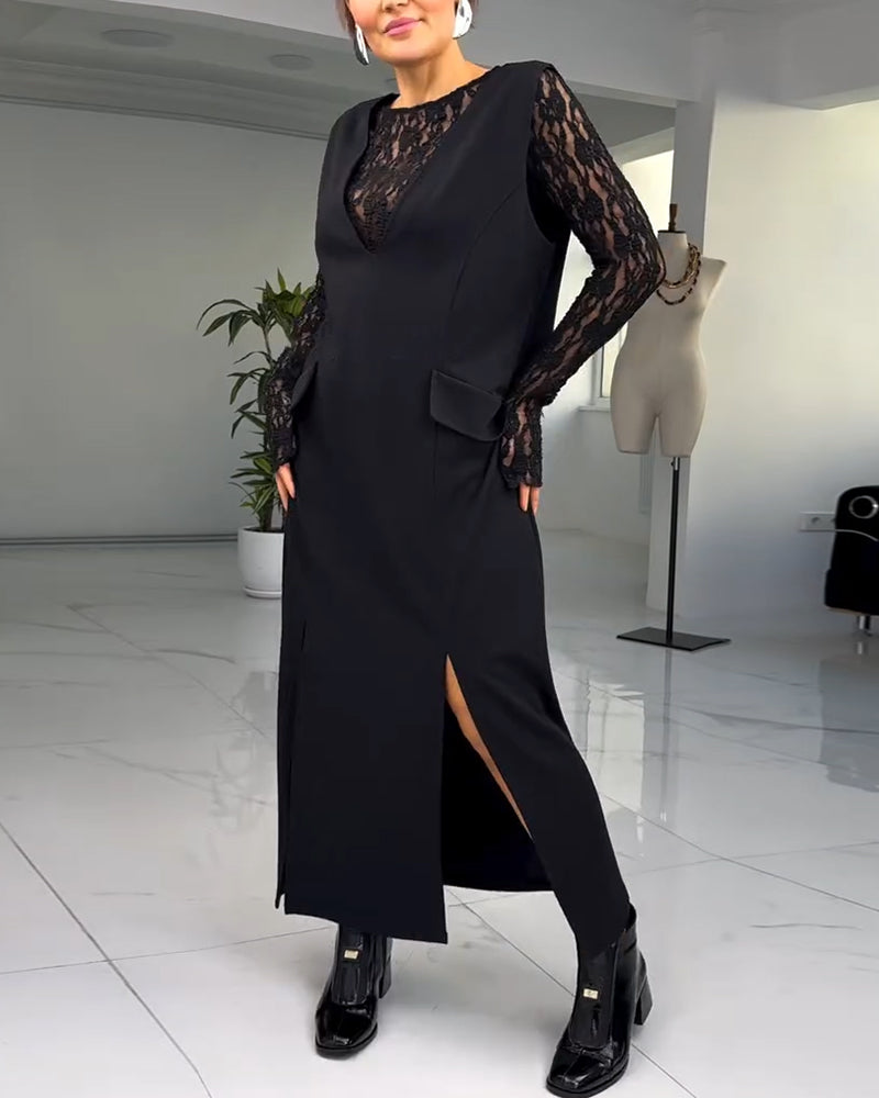 Robe Européenne Et Américaine En Dentelle Avec Fente