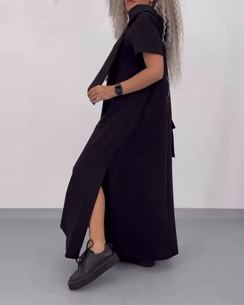 Robe Couleur Unie Sweat À Capuche Décontracté