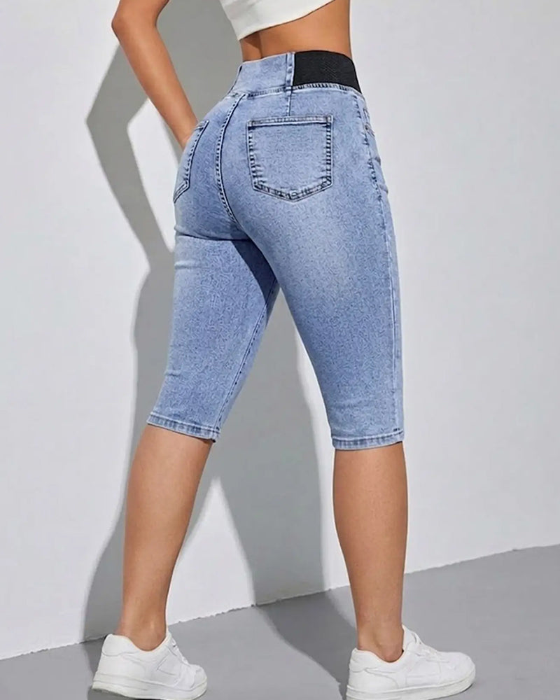 Jean Taille Élastique Cropped