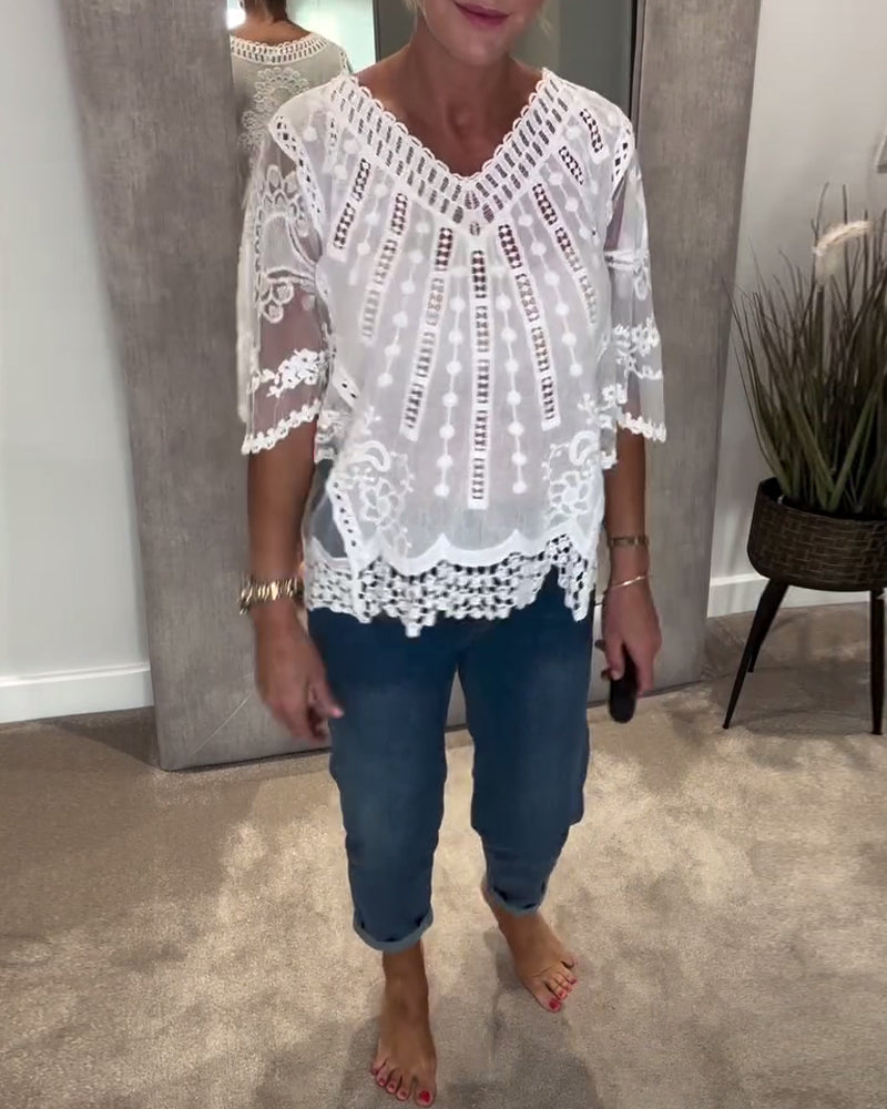 Blouse En V Élégant