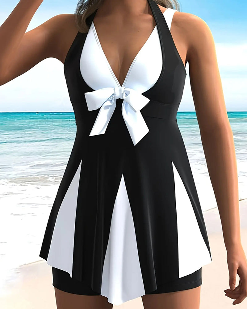Tankini Vacances Bloc Couleur À Nœud