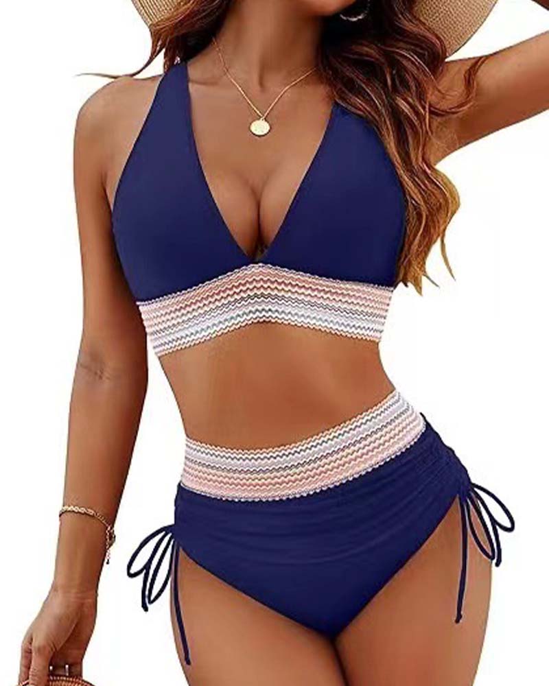 Bikini Vacances Col V À Lacets