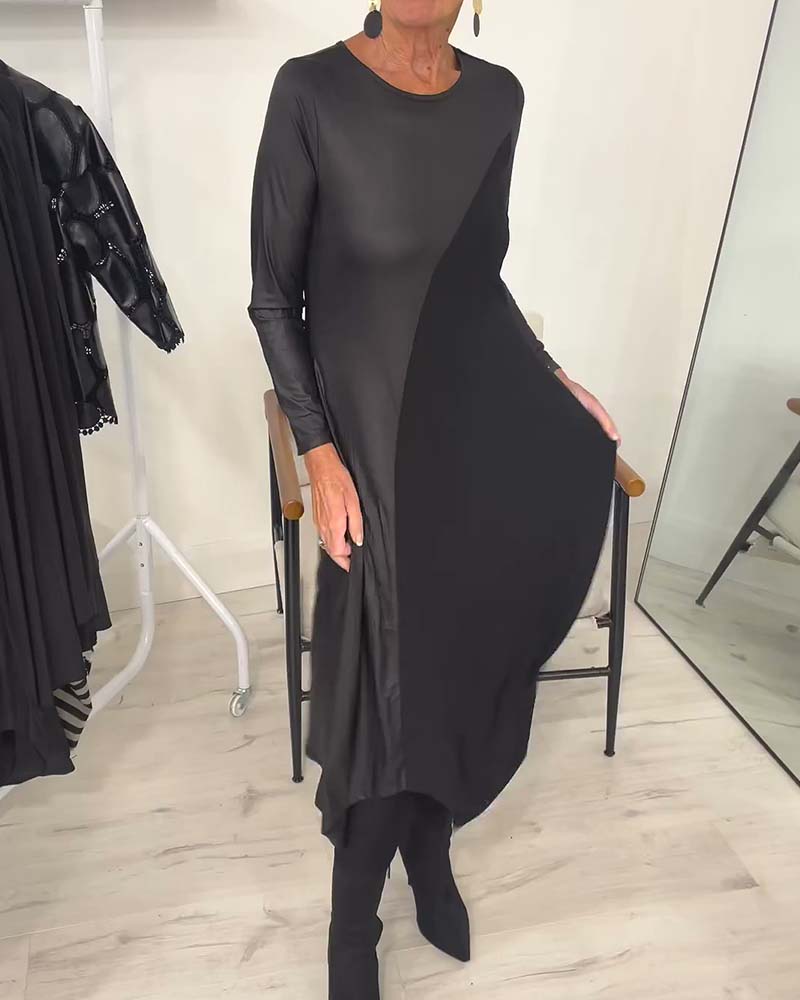 Robe Coupe En Biais Patchwork Longue