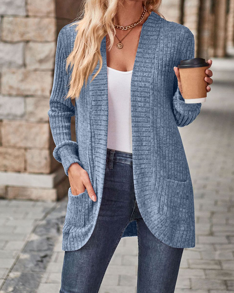 Manteau Brossé Décontracté Manche-Longue