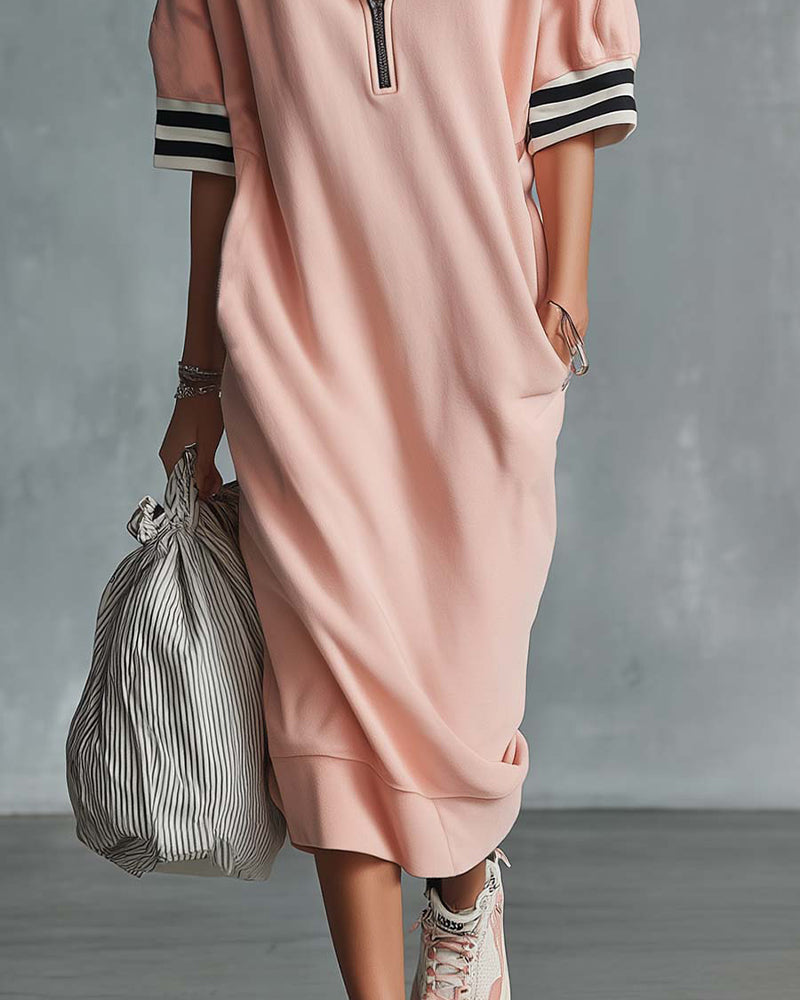 Robe Manches Courtes Capuche Sweat-Shirt
