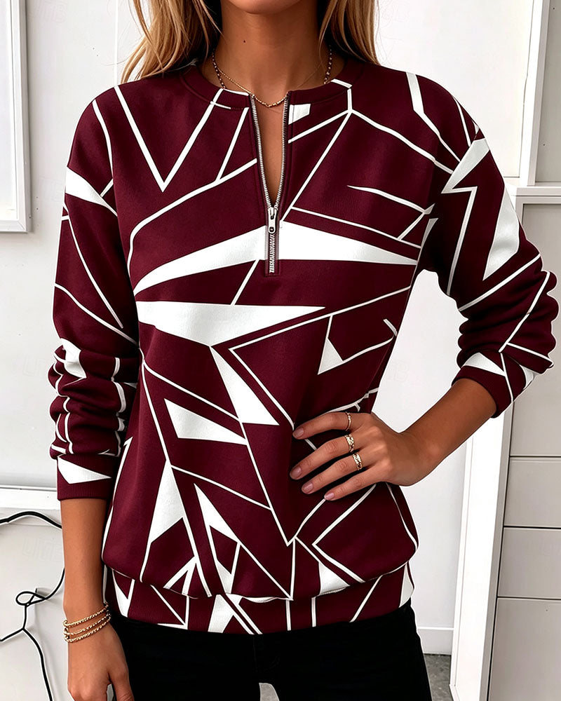 Sweatshirt Décontracté Fermeture Éclair Manches Longues