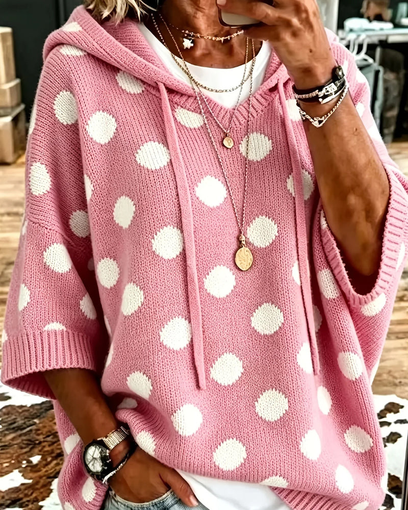 Pullover Capuche À Pois Lâche