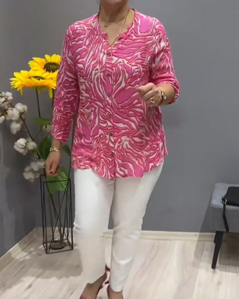 Chemise imprimée à manches longues avec boutons