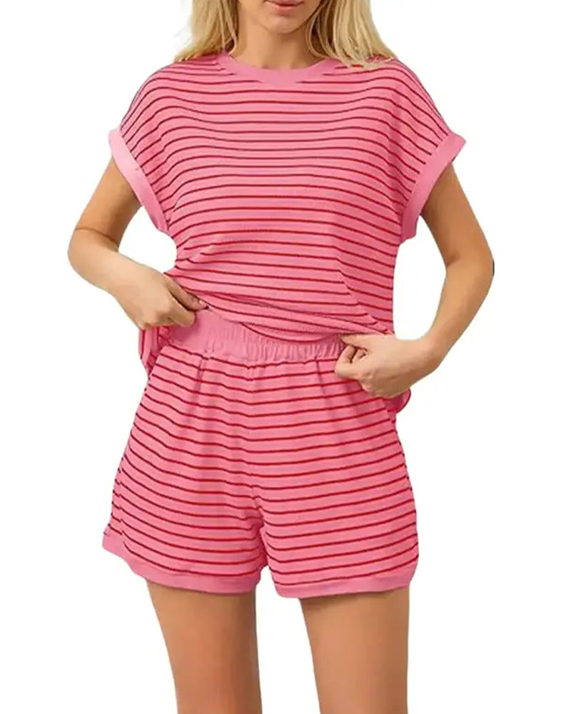 Set Short Manches Courtes Rayé