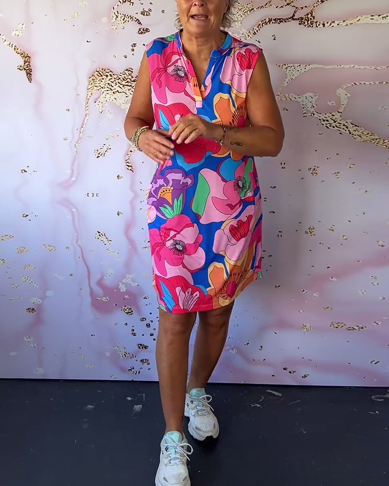 Robe sans manches à imprimé fleuri