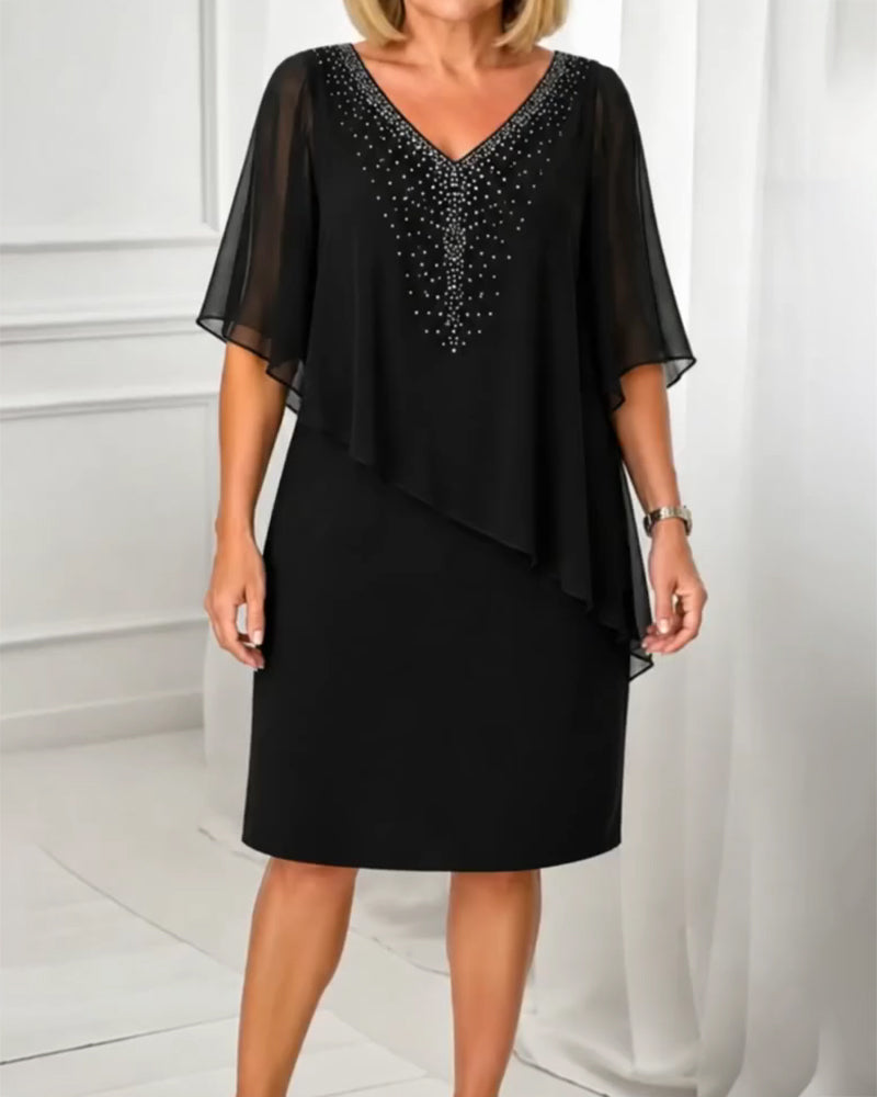 Robe Décontractée Col En V Strass