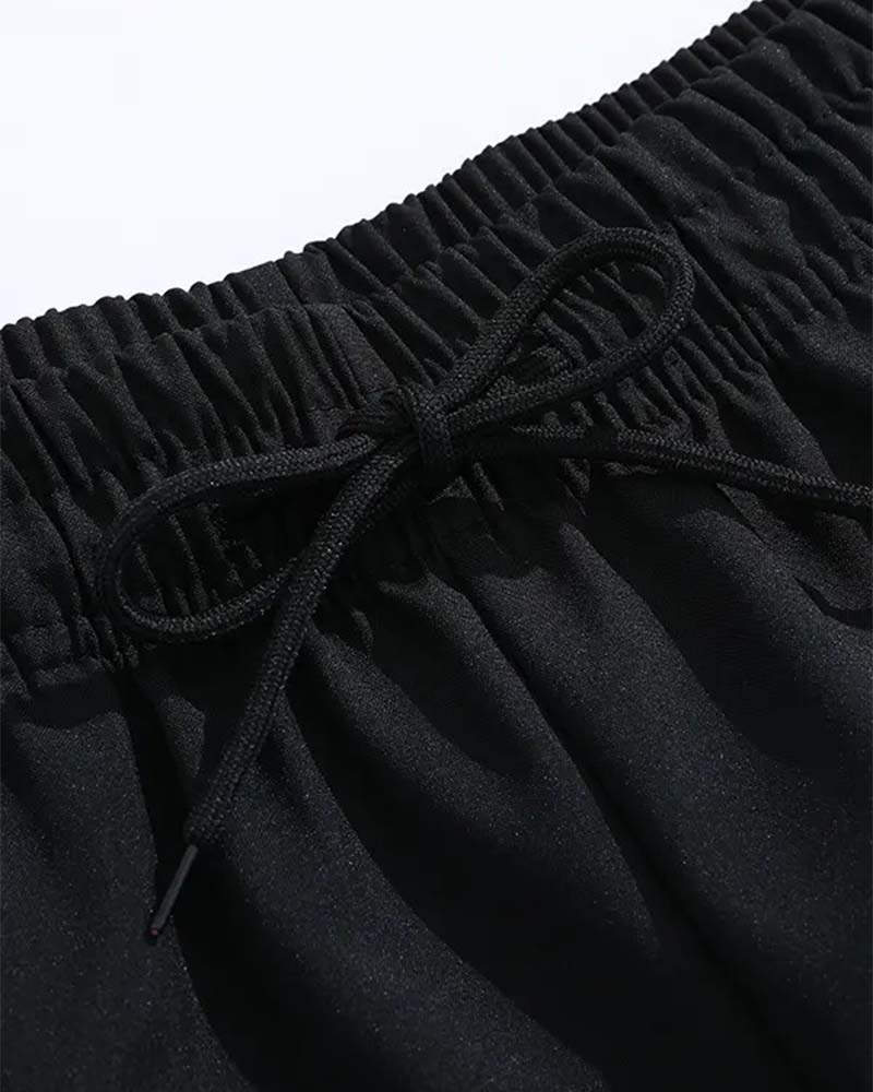 Shorts Double Rayure Blanche Mi-Cuisse Décontracté