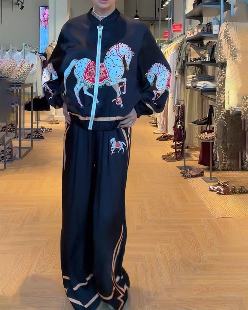 Set Veste Courte Et Pantalon Décontracté