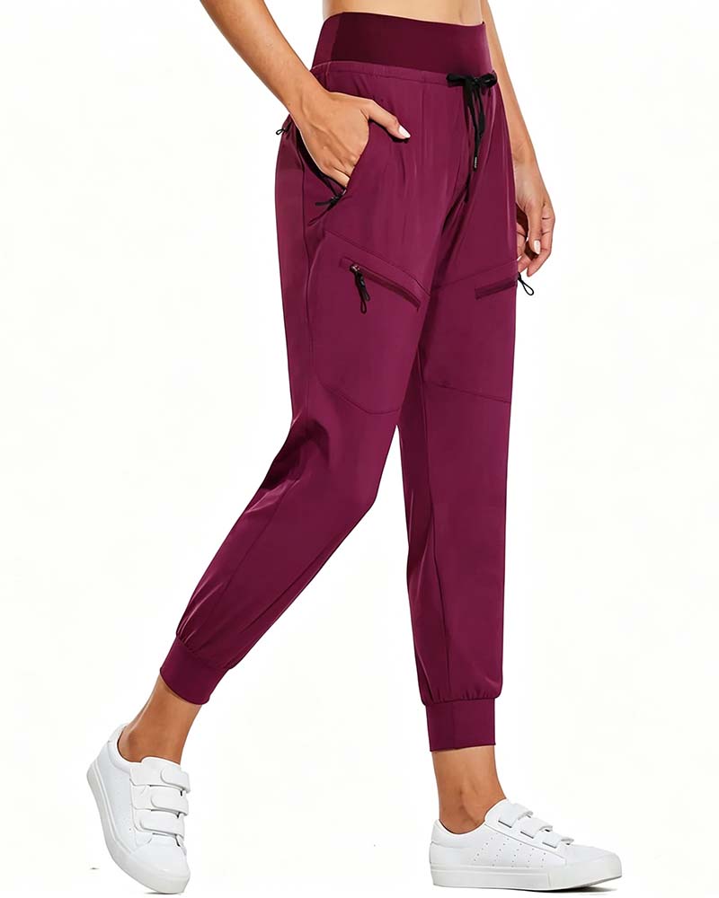 Pantalon À Taille Élastique Cordons De Serrage Poches Tapered