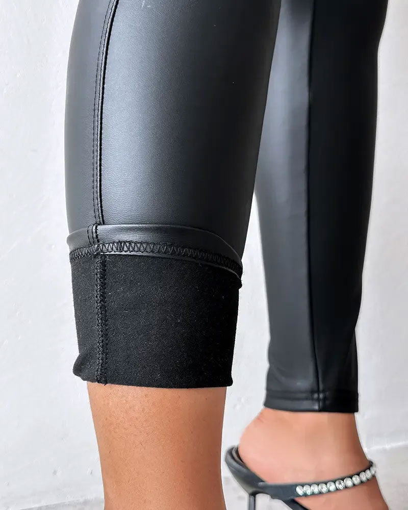 Pantalon Taille Haute Uni Long
