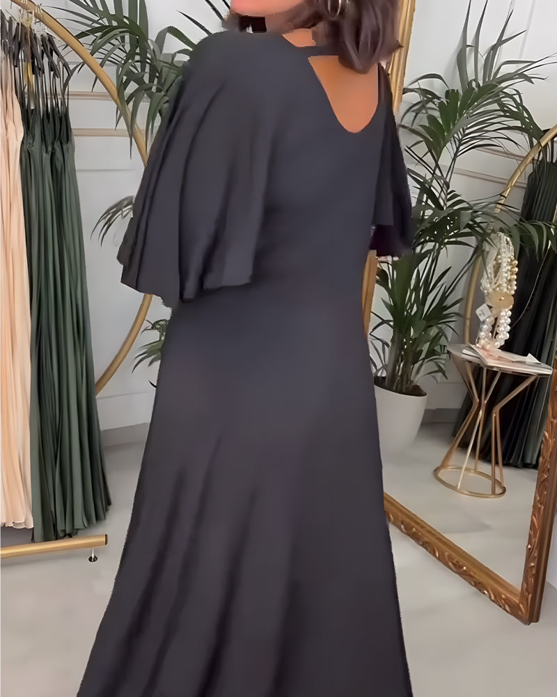 Robe Col V Unie Taille