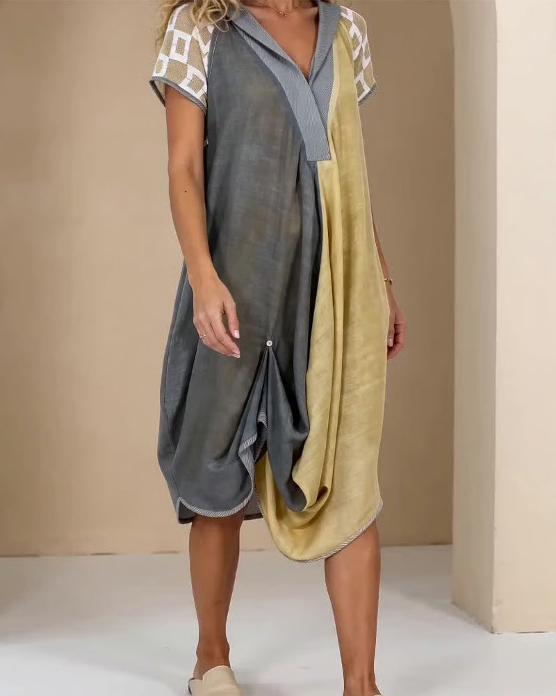 Robe Patchwork Irrégulier Couleurs Contrastées