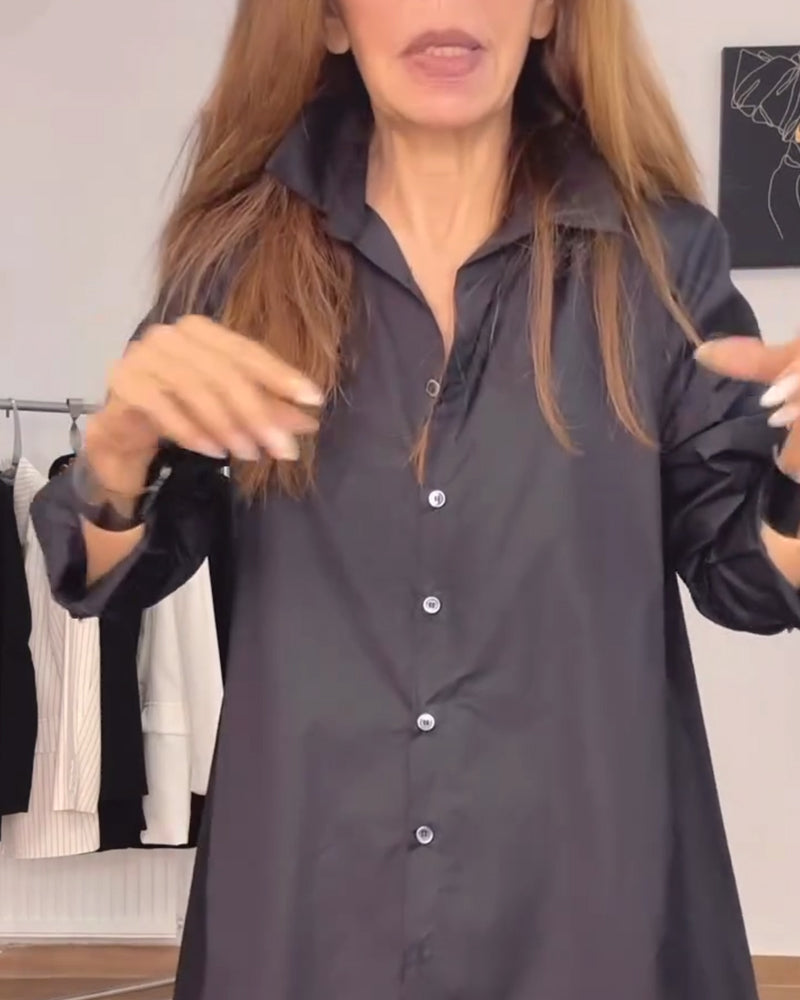 Chemise ample à revers irréguliers et boutons