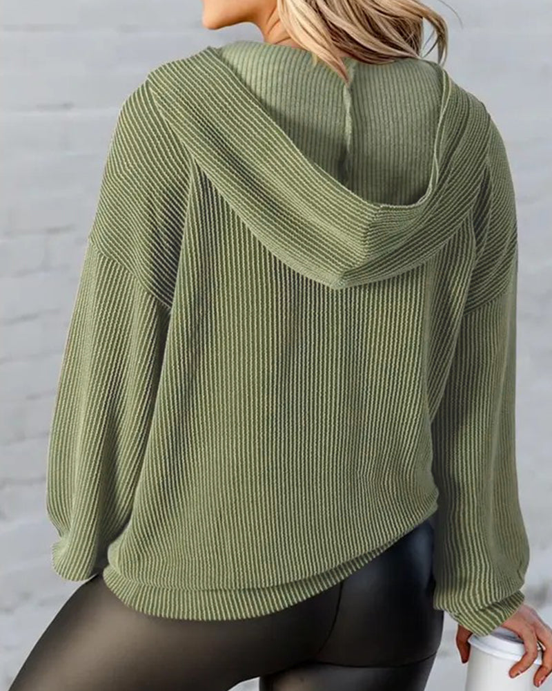 Sweat À Capuche Rayé Poche Loose