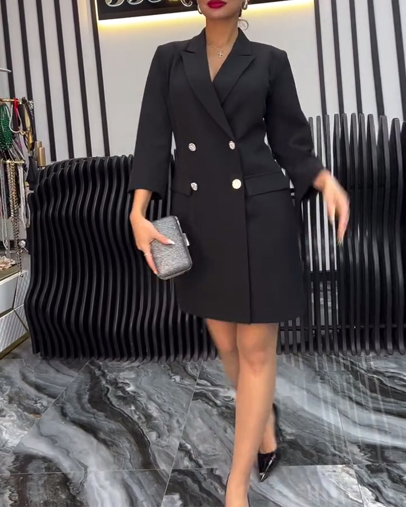 Robe Col Nœud Papillon Costume À Double Boutonnage