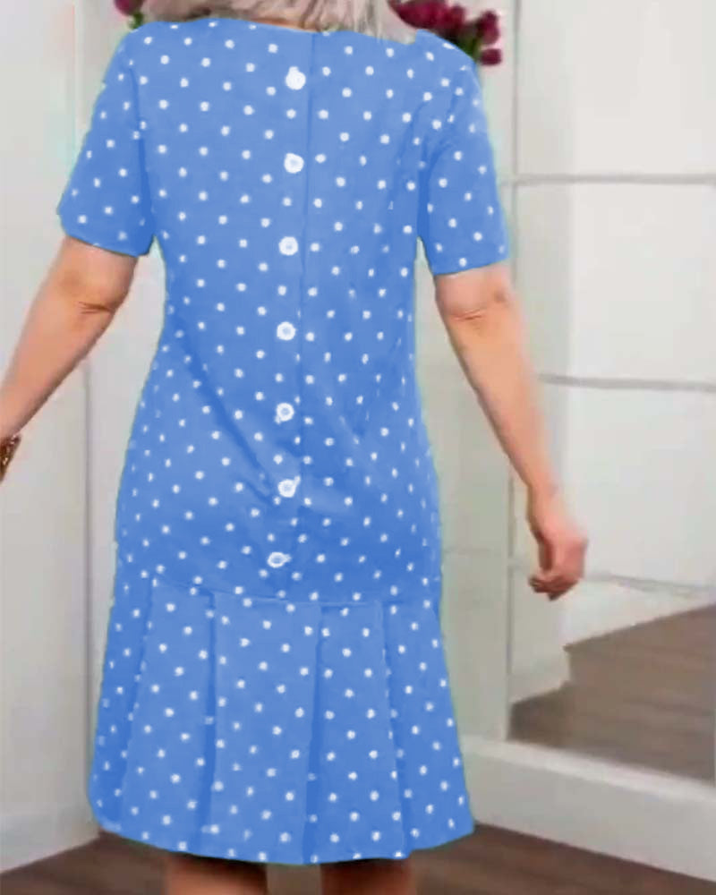 Robe décontractée à manches courtes et imprimé à pois