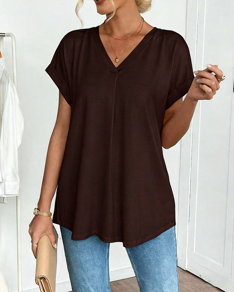 T-Shirt À Manches Courtes Uni Patchwork